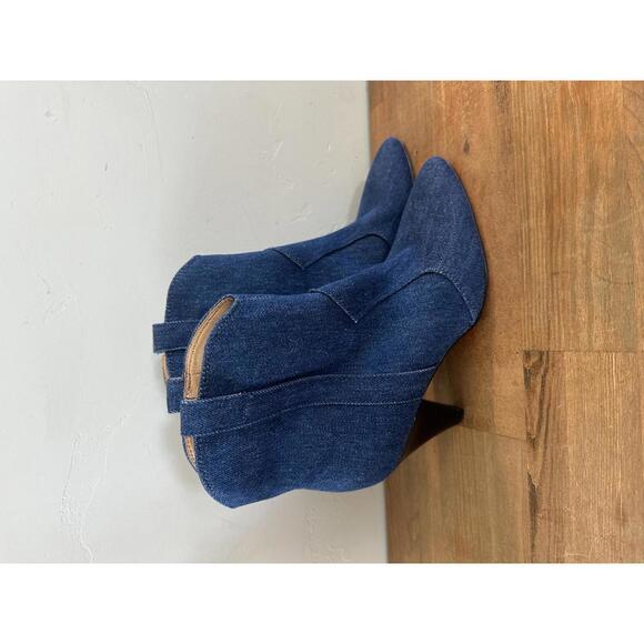 NEW Marc Fisher LTD Carissa Pull On Ankle Bootie Navy Denim Women’s size 7.5 - Picture 4 of 14